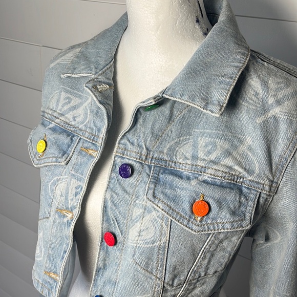 Guess x J. Balvin 2020 Limited Edition Cropped‎ Denim Jacket Women's S/P - Picture 12 of 16